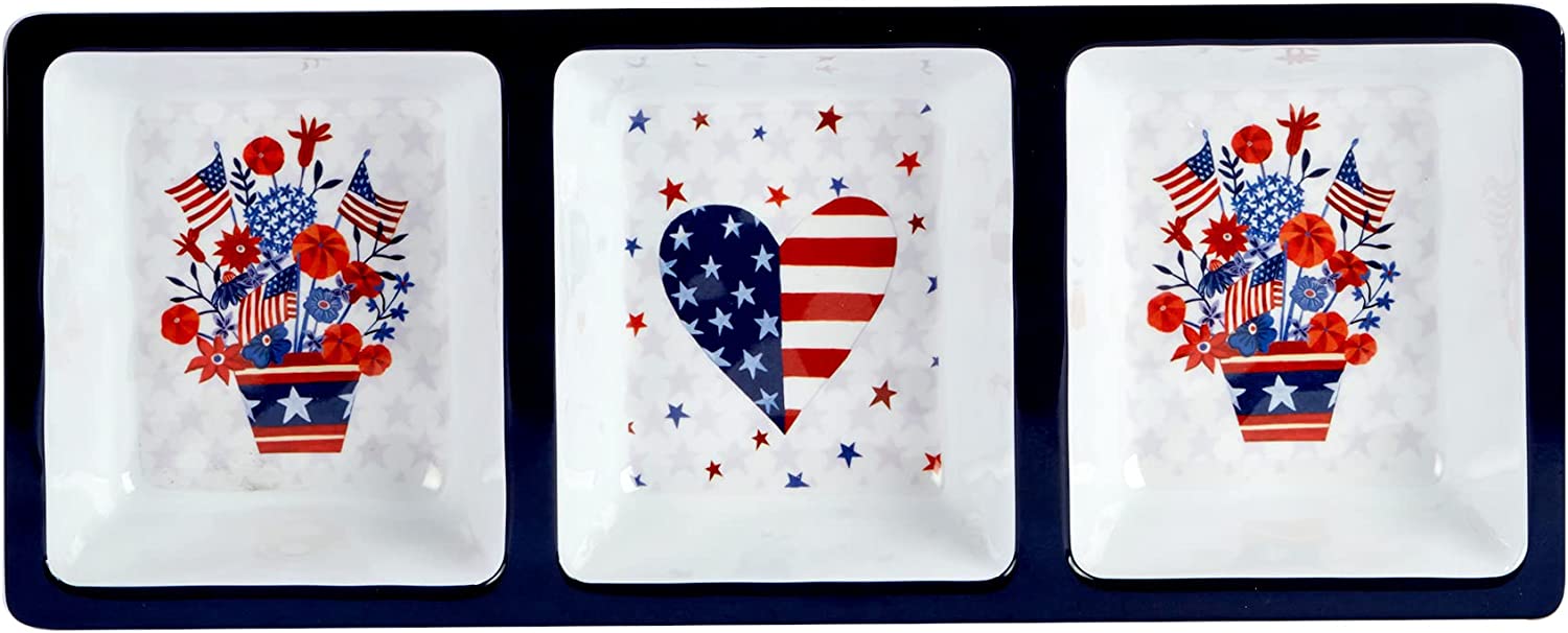 Stars and Stripes 3 Section Relish Tray