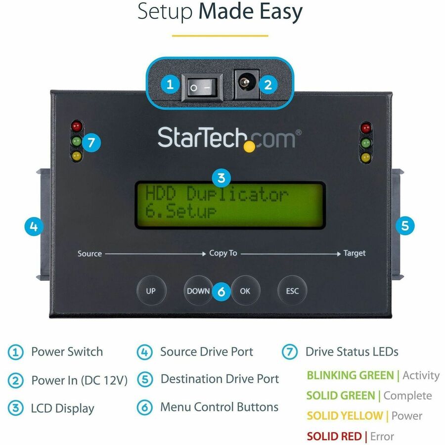 Startech.Com 1:1 Drive Duplicator And Eraser For 2.5In / 3.5In Sata Drives