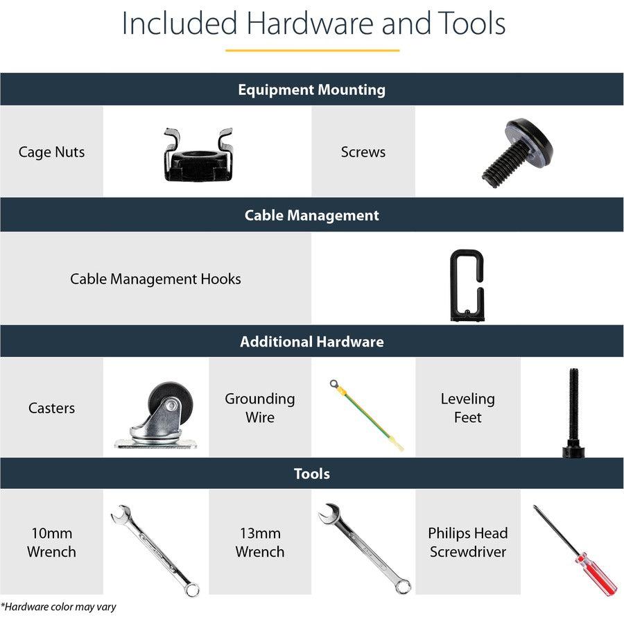 Startech.Com 12U 19" Open Frame Server Rack - 4 Post Adjustable Depth 23-41" Mobile - Free