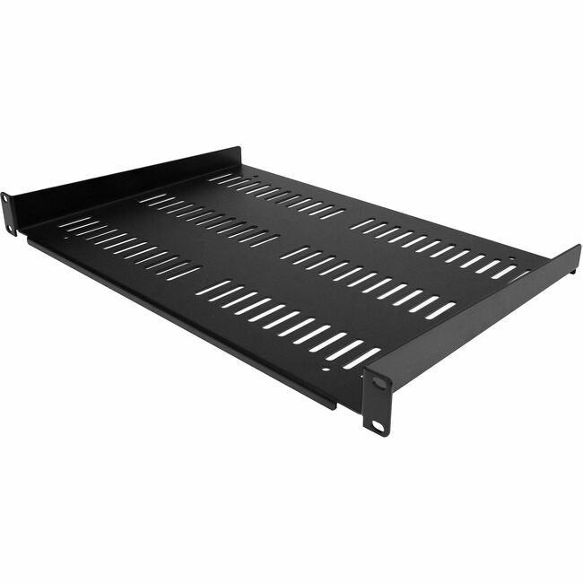 Startech.Com 1U Server Rack Shelf - Universal Vented Rack Mount Cantilever Tray For 19" Network Equipment Rack & Cabinet - Durable Design - Weight Capacity 55Lb/25Kg - 12" Deep Shelf, Black (Shelf-1U-12-Fixed-V) - Rack Shelf - Black - 1U - 19"