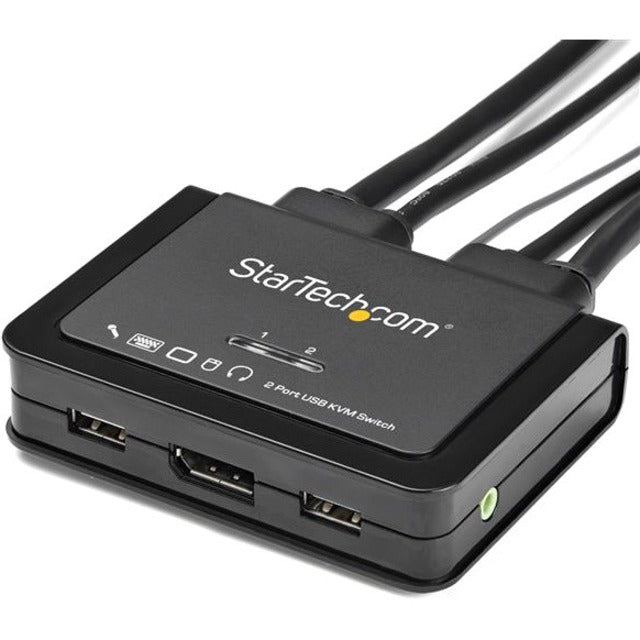Startech.Com 2 Port Displayport Kvm Switch - 4K 60Hz - Compact Dual Port Uhd Dp 1.2 Usb Desktop