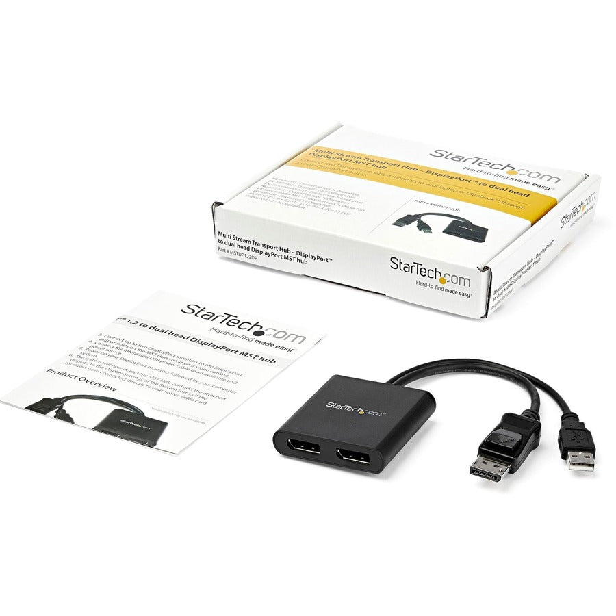 Startech.Com 2-Port Multi Monitor Adapter - Displayport 1.2 Mst Hub - Dual 4K 30Hz Or 1080P - Usb