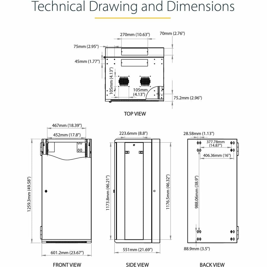 Startech.Com 26U 19" Wall Mount Network Cabinet - 16" Deep Hinged Locking It Network Switch Depth