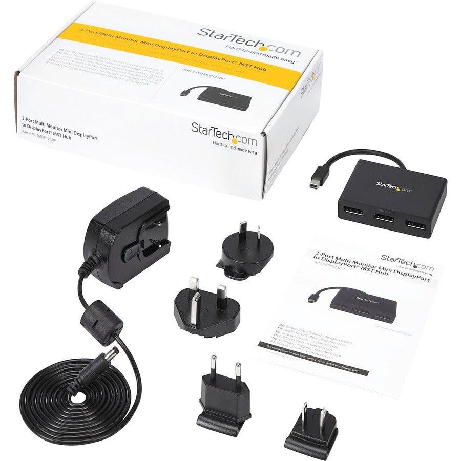 Startech.Com 3-Port Multi Monitor Adapter - Mini Displayport To Displayport Mst Hub, Dual 4K 30Hz