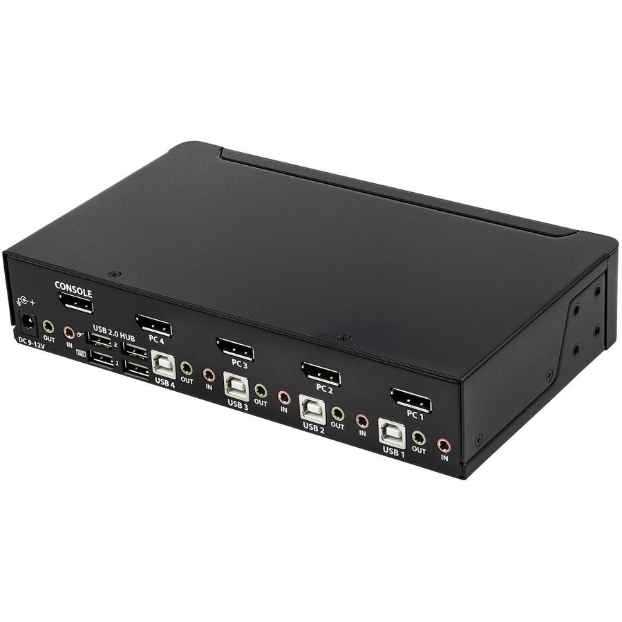 Startech.Com 4 Port Displayport Kvm Switch - 4K 60Hz - Single Display - Dual Port Uhd Dp 1.2 Usb Kvm Switch With Integrated Usb 2.0 Hub & Audio - Dell, Hp, Apple, Lenovo - Taa Compliant