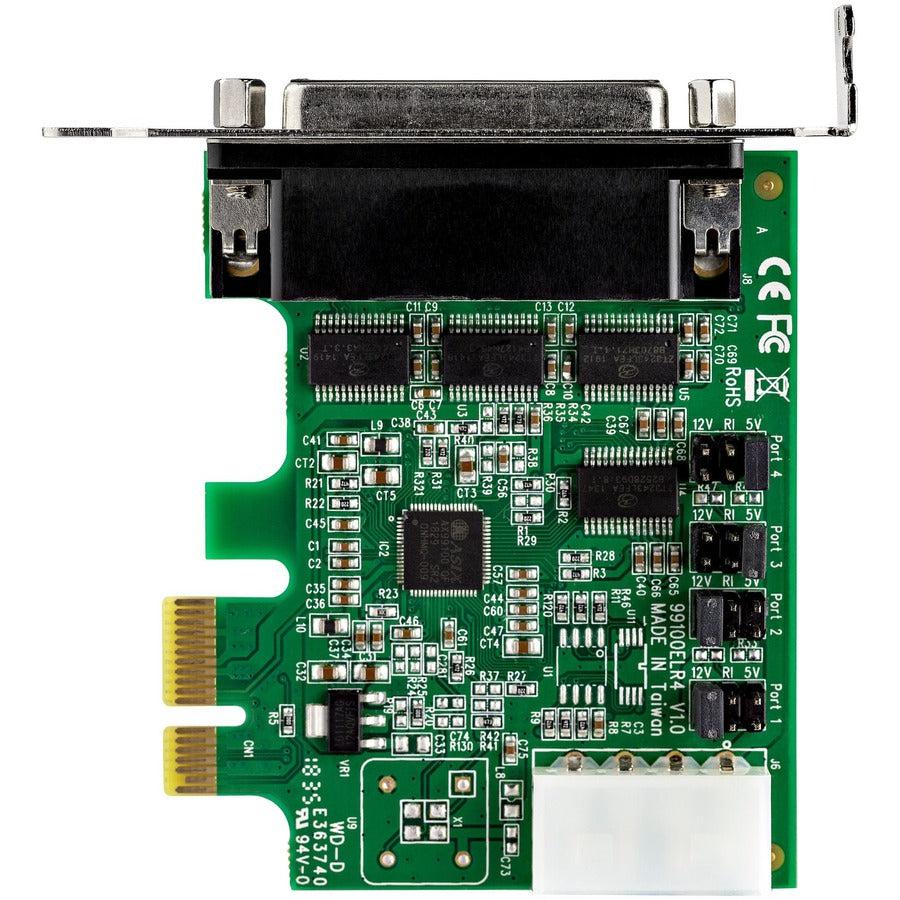 Startech.Com 4-Port Pci Express Rs232 Serial Adapter Card - Pcie Rs232 Serial Host Controller Card - Pcie To Serial Db9 - 16950 Uart - Low Profile Expansion Card - Windows/Linux