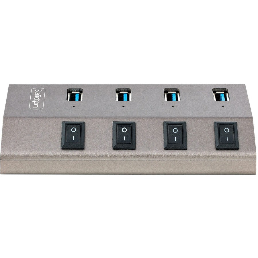 Startech.Com 4-Port Self-Powered Usb-C Hub With Individual On/Off Switch, Desktop/Laptop Usb-C To Usb-A Hub, Usb Type C Hub W/Power Supply