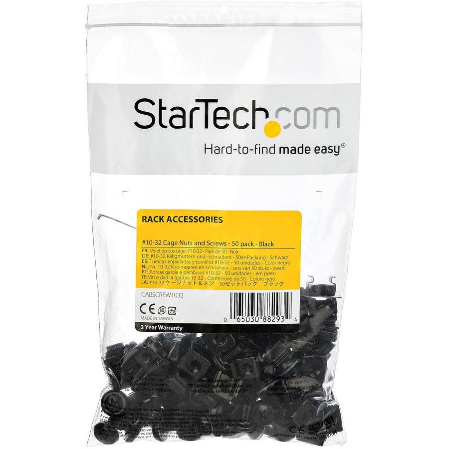Startech.Com 50 Pack 10-32 Server Rack Cage Nuts And Screws W/Washers - Rack Mount Hardware Kit -