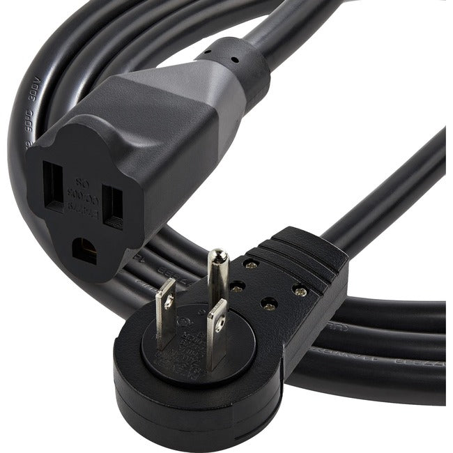 Startech.Com 6Ft (2M) Power Extension Cord, 360 Rotating Flat Plug Extension Cord, Nema 5-15P To Nema 5-15R, 125V/15A, 16 Awg, 3-Prong Grounded Power Extender Cable, Ul Certified - Black Extension Cable - Power Extension Cable - Nema 5-15P (P) Rotating To