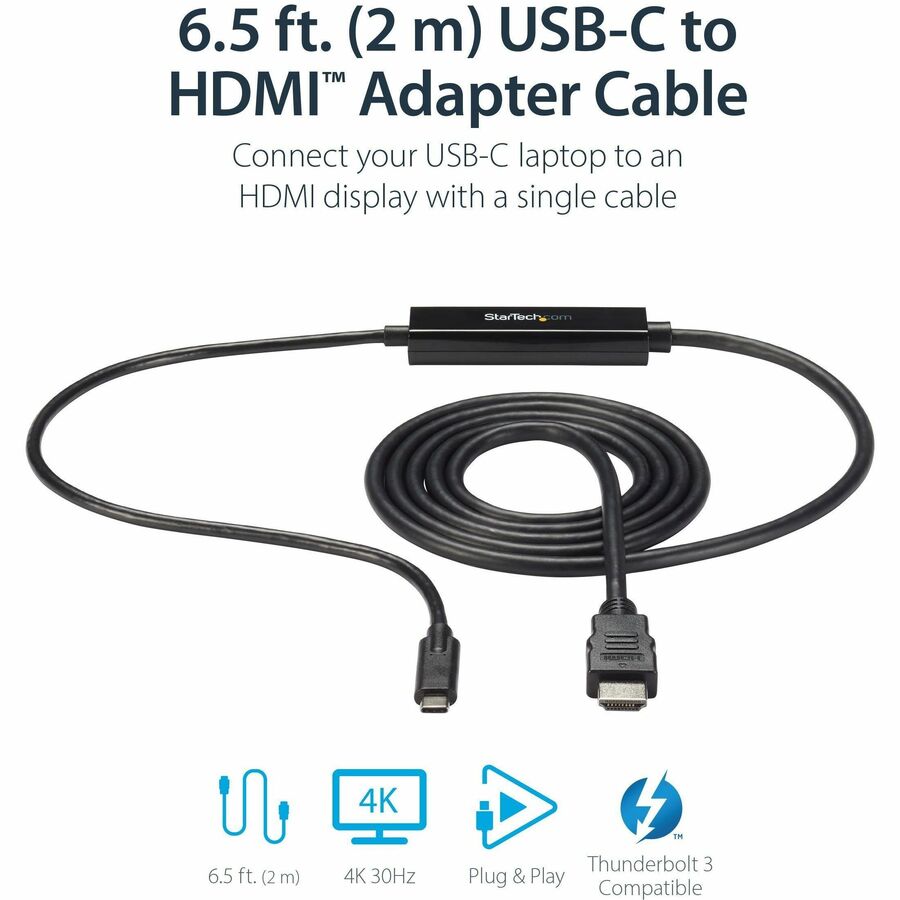 Startech.Com 6Ft Usb-C To Hdmi Cable - Usb Type-C To Hdmi Adapter Cable - 4K 30Hz - Black - Limited Stock, See Similar Item Cdp2Hd2Mbnl