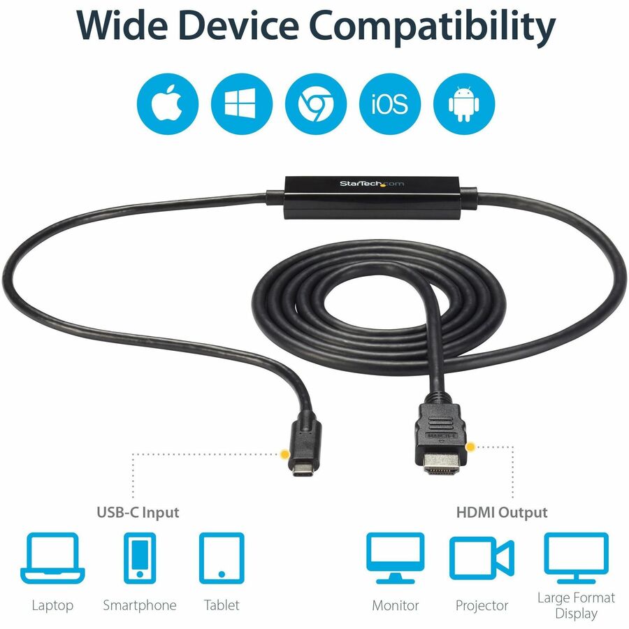 Startech.Com 6Ft Usb-C To Hdmi Cable - Usb Type-C To Hdmi Adapter Cable - 4K 30Hz - Black - Limited Stock, See Similar Item Cdp2Hd2Mbnl