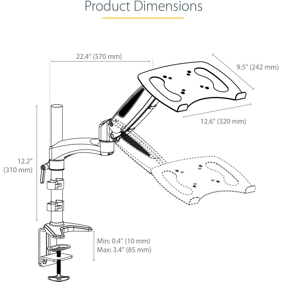 Startech.Com Desk Mount Laptop Arm - Full Motion Articulating Arm For Laptop Or Single 34" Monitor -