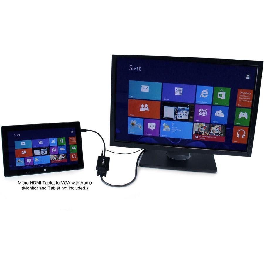 Startech.Com Micro Hdmi To Vga Adapter Converter With Audio For Smartphones / Ultrabooks / Tablets - 1920X1080