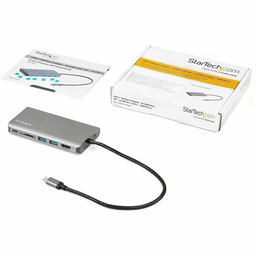 Startech.Com Usb C Multiport Adapter - Usb-C Mini Travel Dock W/ 4K Hdmi Or 1080P Vga - 3X Usb 3.0