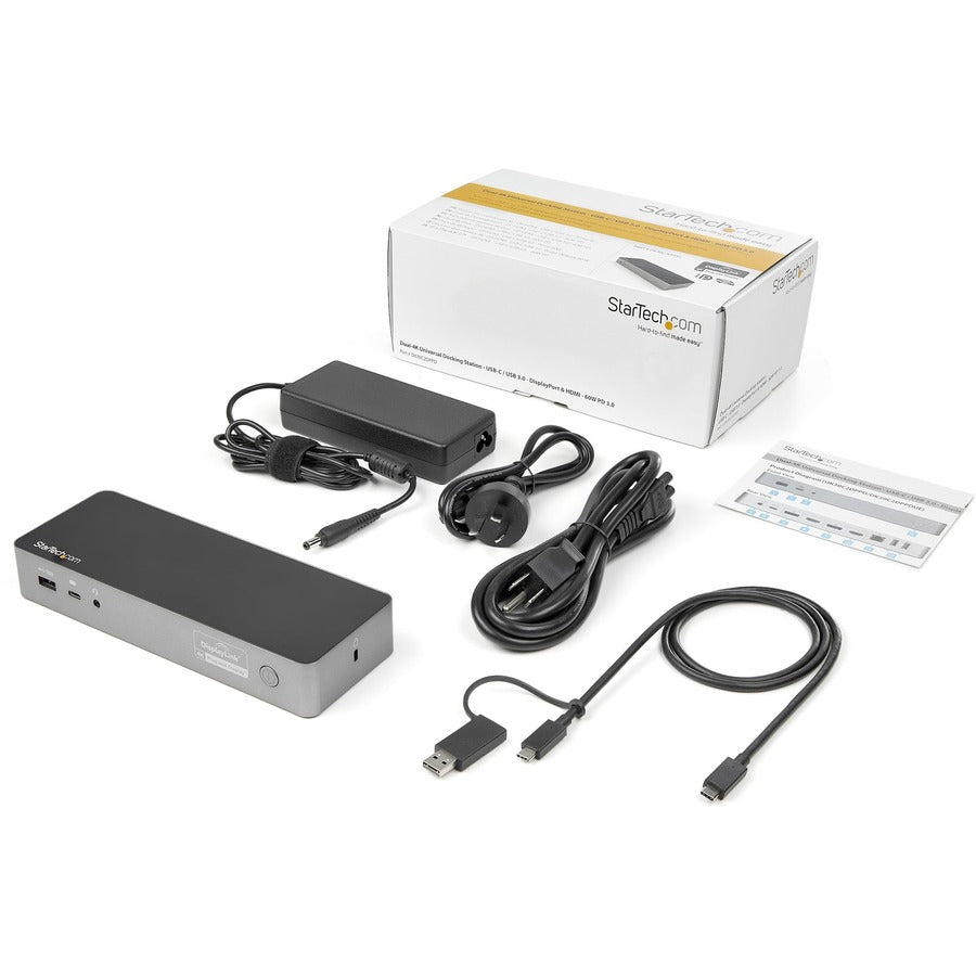 Startech.Com Usb-C & Usb-A Dock - Hybrid Universal Laptop Docking Station With Dual Monitor 4K60Hz Hdmi & Displayport - Usb 3.1 Gen 1 Hub, Gbe - 60W Power Delivery - Windows, Mac & Chrome