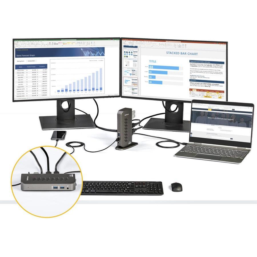 Startech.Com Usb-C Usb-A Dock - Hybrid Universal Usb 3.0 Docking Station For Usb-C Or Usb-A Laptop - Dual Monitor 4K 60Hz Hdmi/Displayport - 6X Usb-A, Gbe - Usb 3.1/3.2 Gen 1 - Windows/Mac