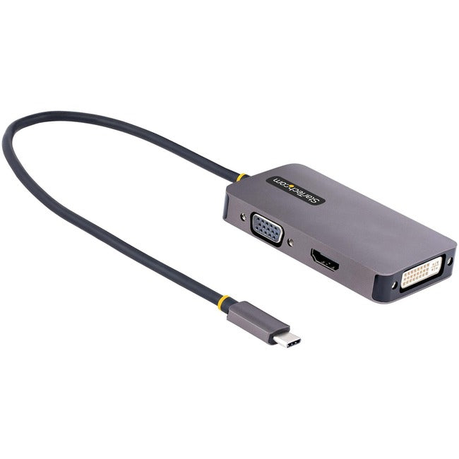 Startech.Com Usb C Video Adapter, Usb C To Hdmi Dvi Vga Adapter, Up To 4K 60Hz, Aluminum, Multiport Video Display Adapter For Laptops, Thunderbolt 3/4 Compatible, Usb Type C Monitor Adapter - Usb C Travel Adapter (118-Usbc-Hdmi-Vgadvi) - Docking Station -