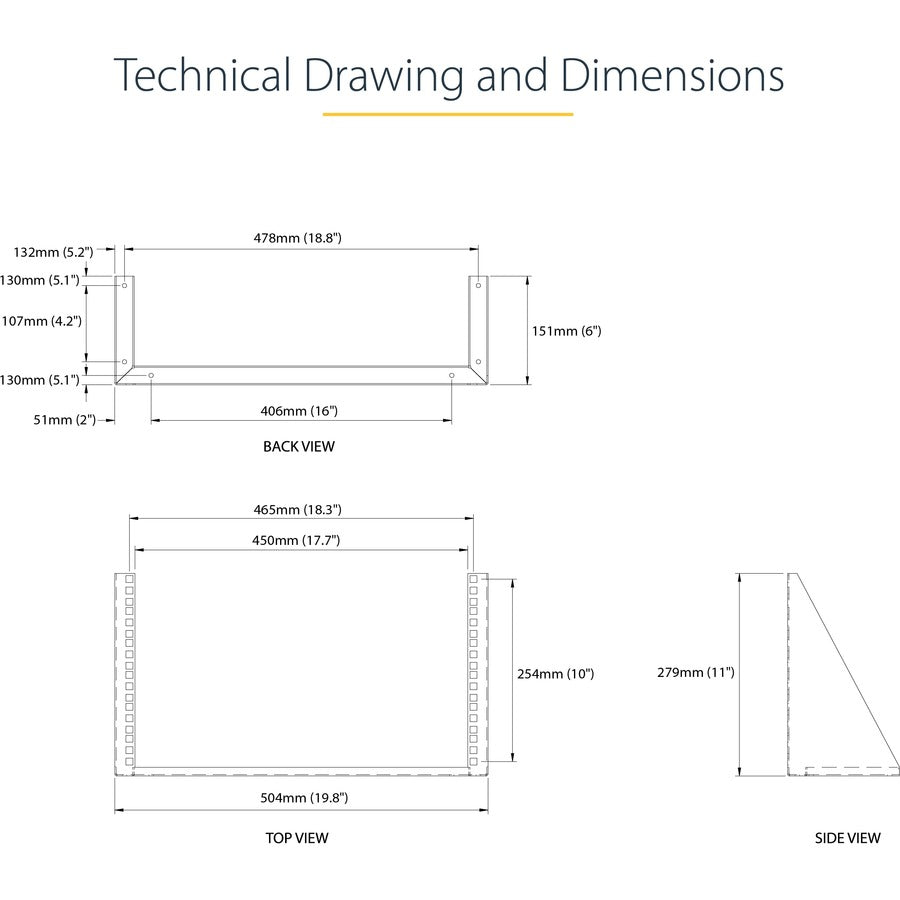 Startech.Com Vertical Wall-Mount Server Rack - Solid Steel - 6U