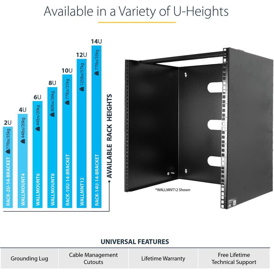 Startech.Com Wall-Mount Bracket For Shallow Rack-Mount Equipment - Solid Steel - 8U