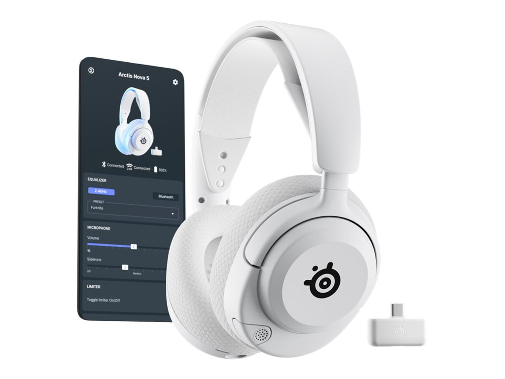 SteelSeries Arctis Nova 5P - Headset - full size - Bluetooth / 2.4 GHz radio frequency - wireless - USB-C via Bluetooth
