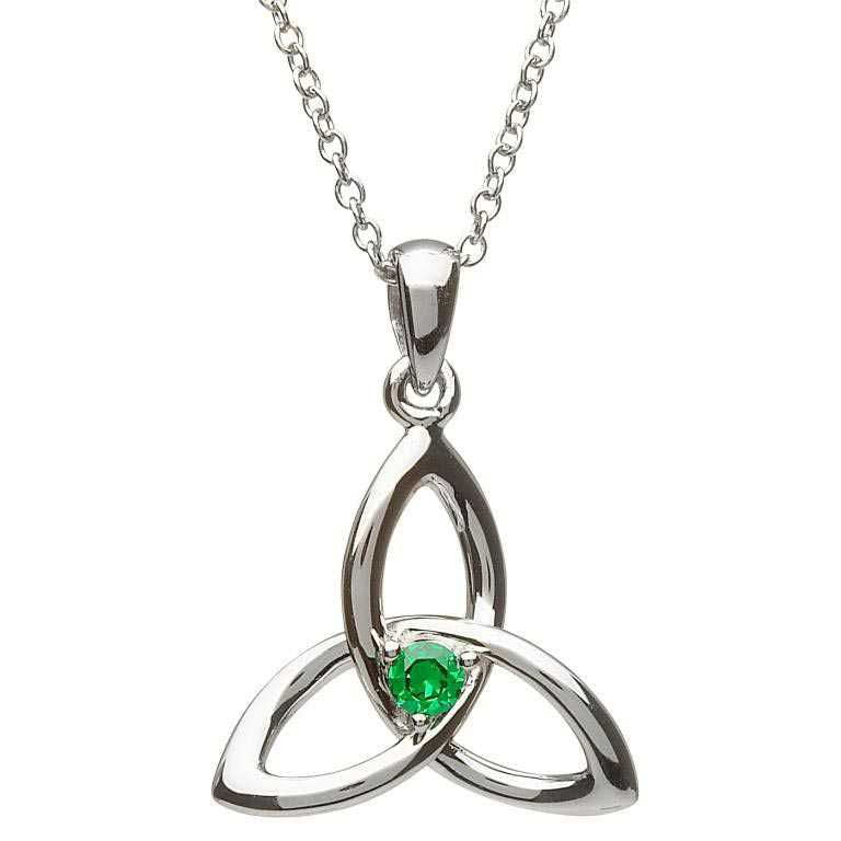 Sterling Silver Green CZ Trinity Pendant