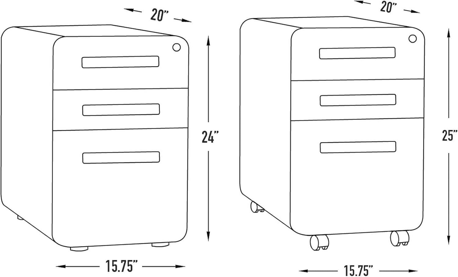 Stockpile 3 Drawer File Cabinet With Lock For Office Use
