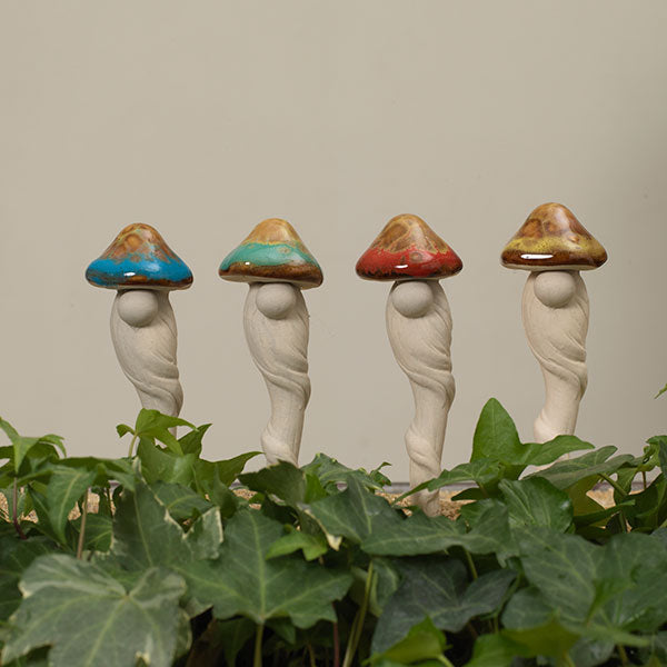 Stoneware Mushroom Plant Stake -