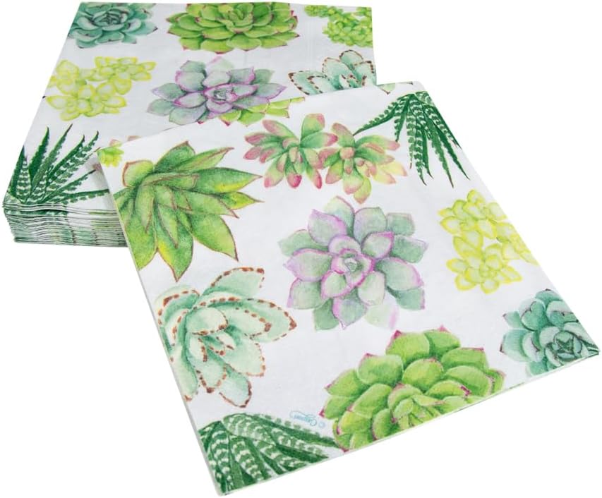 Succulents Paper Luncheon Napkins - Lunch Napkin