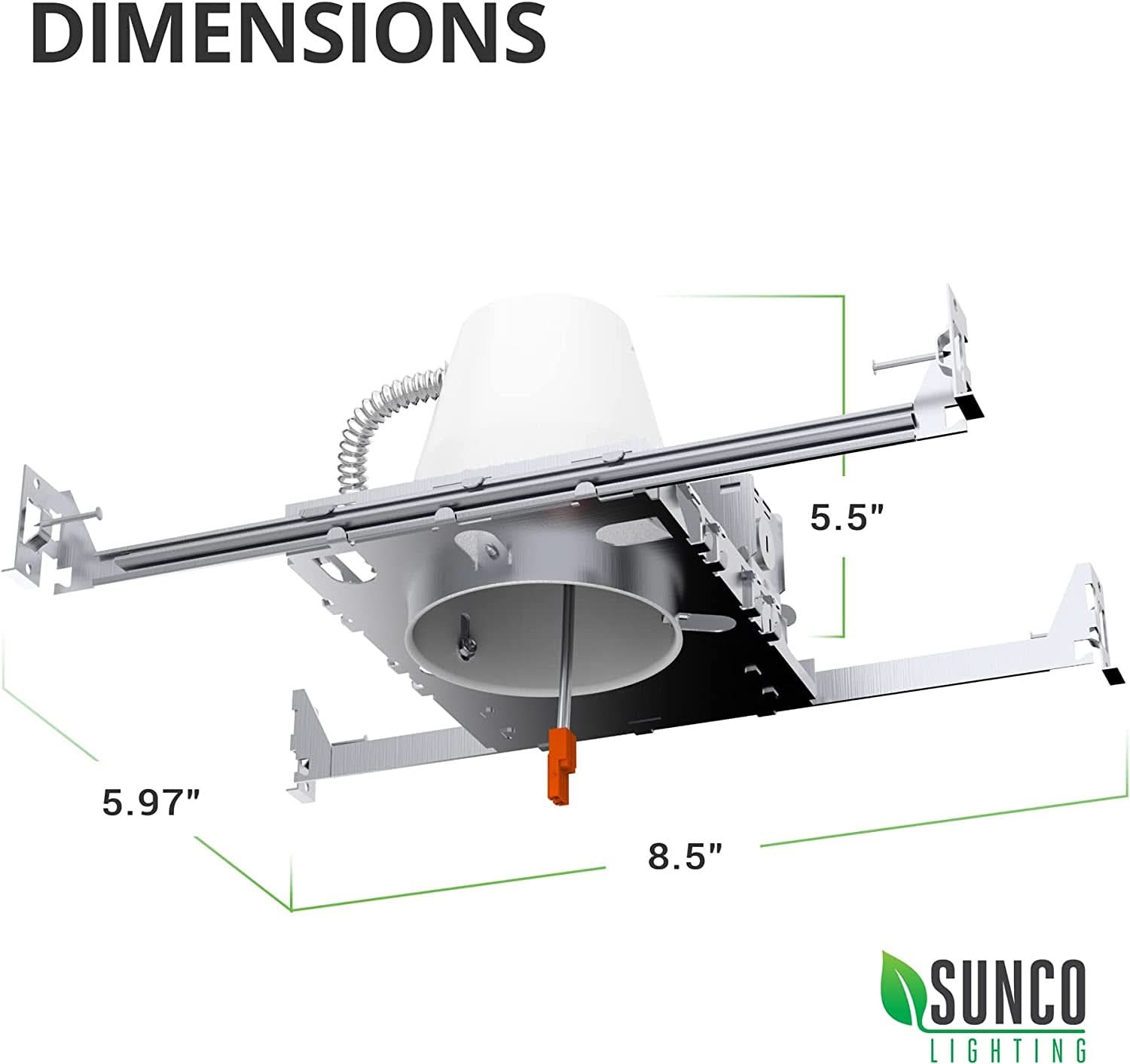 Sunco 24 Pack 4 Inch Airtight IC Rated New Construction Recessed Lighting Housings
