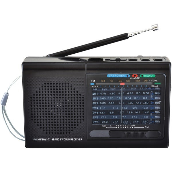 Supersonic SC-1080BT- BLK 9-Band Rechargeable Radio with Bluetooth and