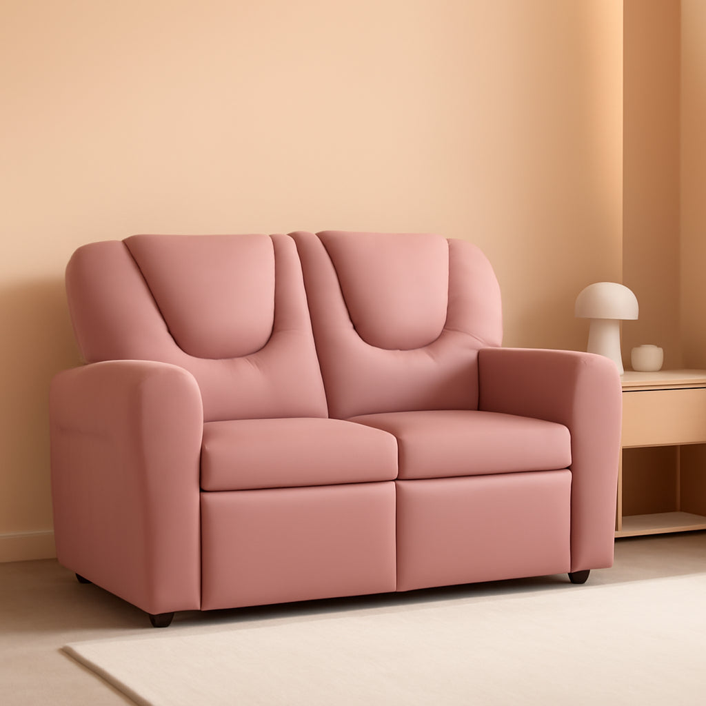 Suri Kids Recliner Loveseat Pink With Cup Holders Playtime