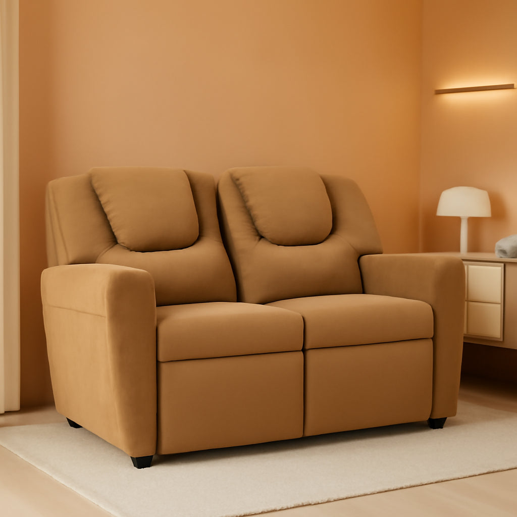 Suri Toddler Recliner Loveseat Brown Two Seater Cup Holders