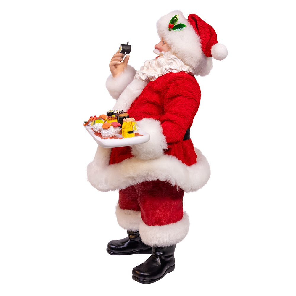 Sushi Platter Santa Figurine - 10.5 Inch