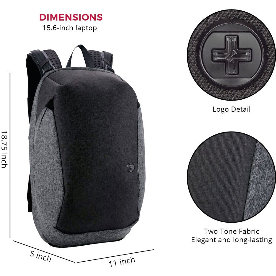 Swissdigital Design COSMO 3.0 Massage SD1514M Carrying Case (Backpack) for 15.6" to 16" Apple, Amazon iPhone iPad Notebook, MacBook Pro, Accessories, Tablet, Cell Phone, Smartphone - Gray