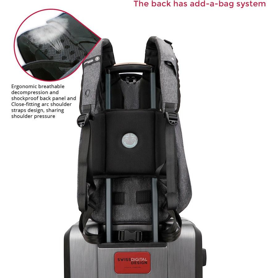 Swissdigital Design COSMO 3.0 Massage SD1514M Carrying Case (Backpack) for 15.6" to 16" Apple, Amazon iPhone iPad Notebook, MacBook Pro, Accessories, Tablet, Cell Phone, Smartphone - Gray