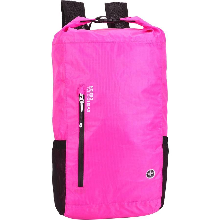 Swissdigital Design Goose SD1594-46 Carrying Case (Backpack) for 16" Apple iPad Notebook, Tablet, MacBook Pro, Cell Phone, Accessories - Fuchsia