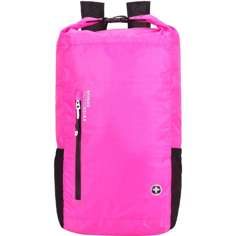 Swissdigital Design Goose SD1594-46 Carrying Case (Backpack) for 16" Apple iPad Notebook, Tablet, MacBook Pro, Cell Phone, Accessories - Fuchsia