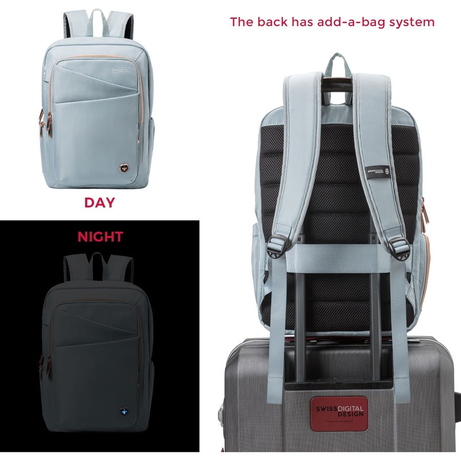 Swissdigital Design KATY ROSE SD1006FB-14 Carrying Case (Backpack) for 15.6" to 16" Apple MacBook Pro - Teal Blue