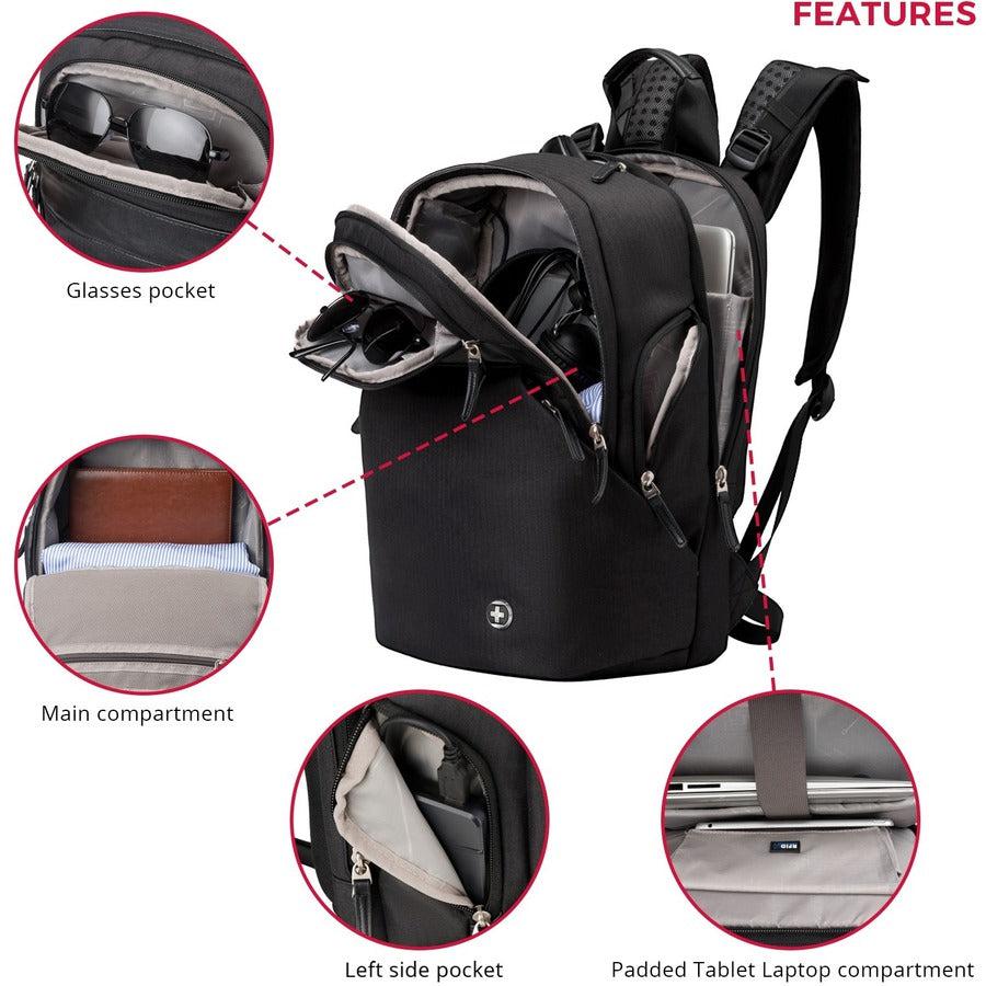 Swissdigital Design PEARL SD1005M-01 Carrying Case (Backpack) for 15.6" to 16" Apple Notebook, Accessories - Black