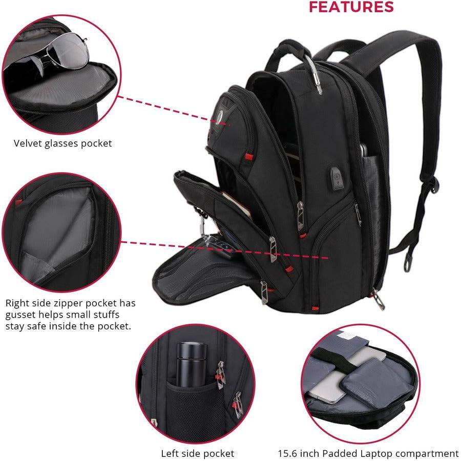 Swissdigital Design Pixel SD-857 Carrying Case (Backpack) for 15.6" to 16" Apple iPhone iPad Notebook, MacBook Pro - Black