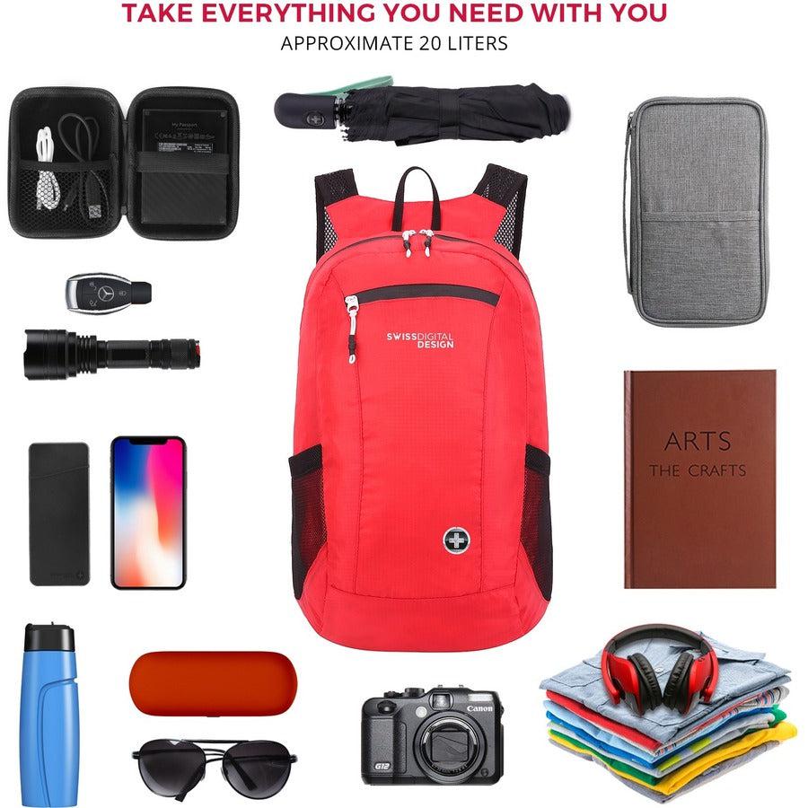 Swissdigital Design Seagull SD1595-42 Carrying Case Rugged (Backpack) Notebook, Accessories, Tablet, Cell Phone - Red
