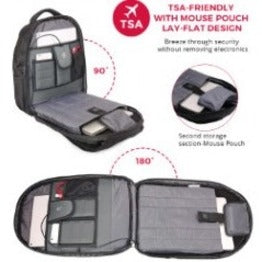 Swissdigital Design TERABYTE F J16BTF-02 Carrying Case (Backpack) for 15.6" to 16" Apple iPhone iPad MacBook Pro, Notebook, Travel Essential - Black/Gray