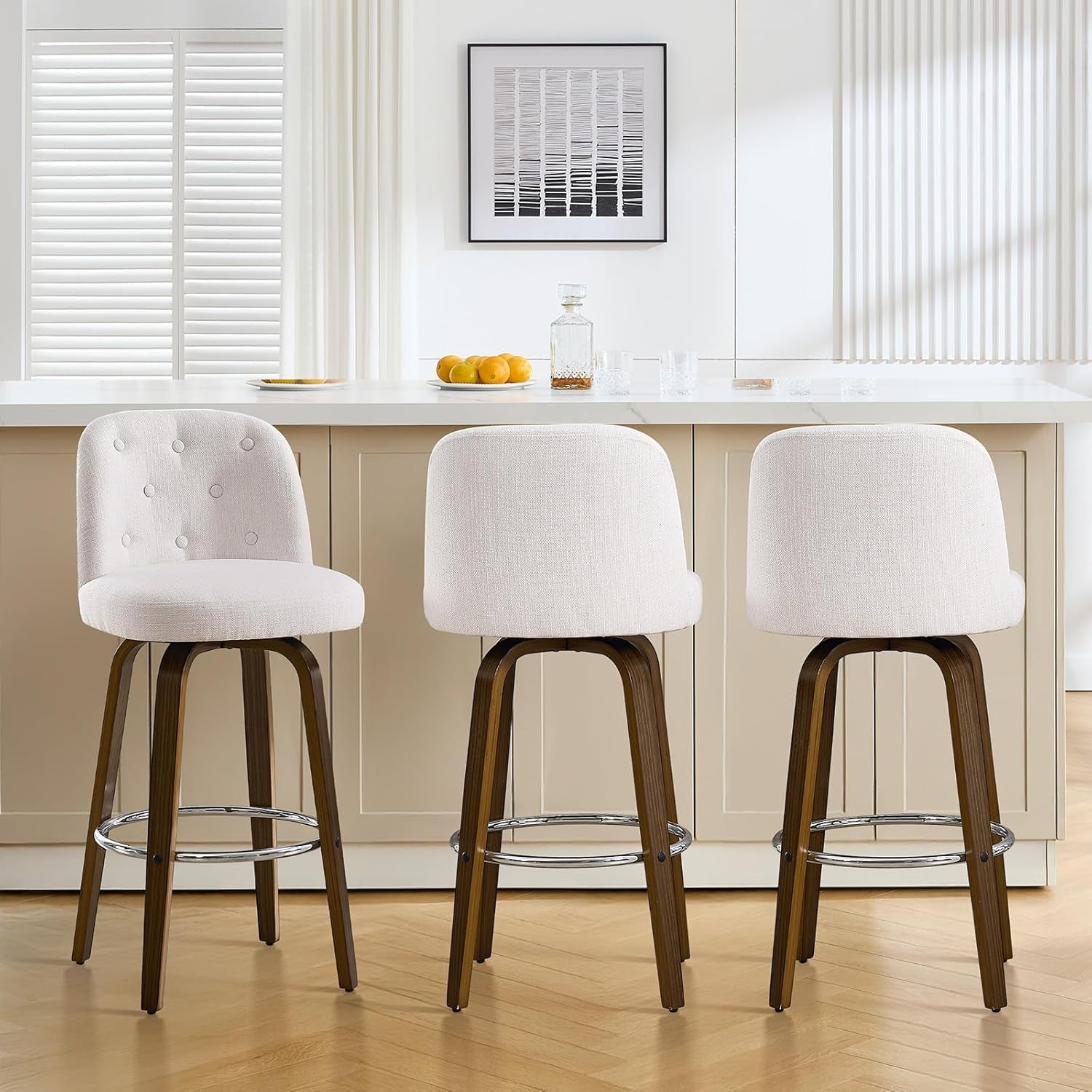 Swivel Bar Stools Set of Three for Kitchen