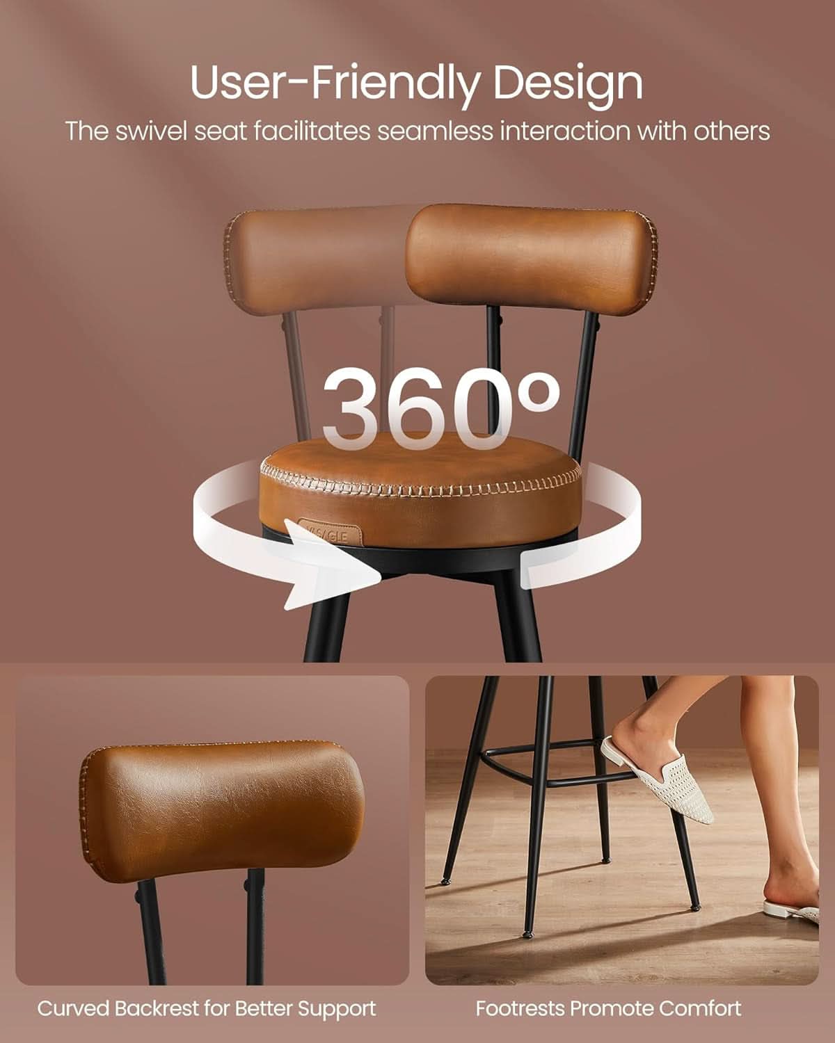 Swivel Bar Stools Set of Two for Kitchen