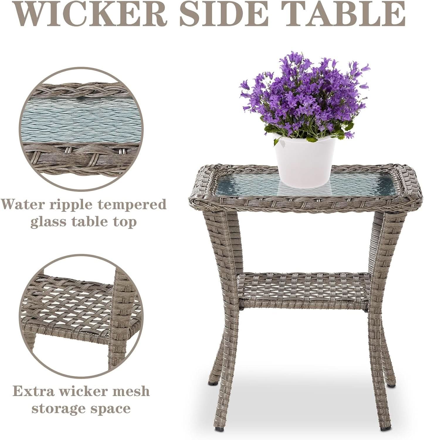 Swivel Wicker Patio Set With Water Resistant Cushions Gray