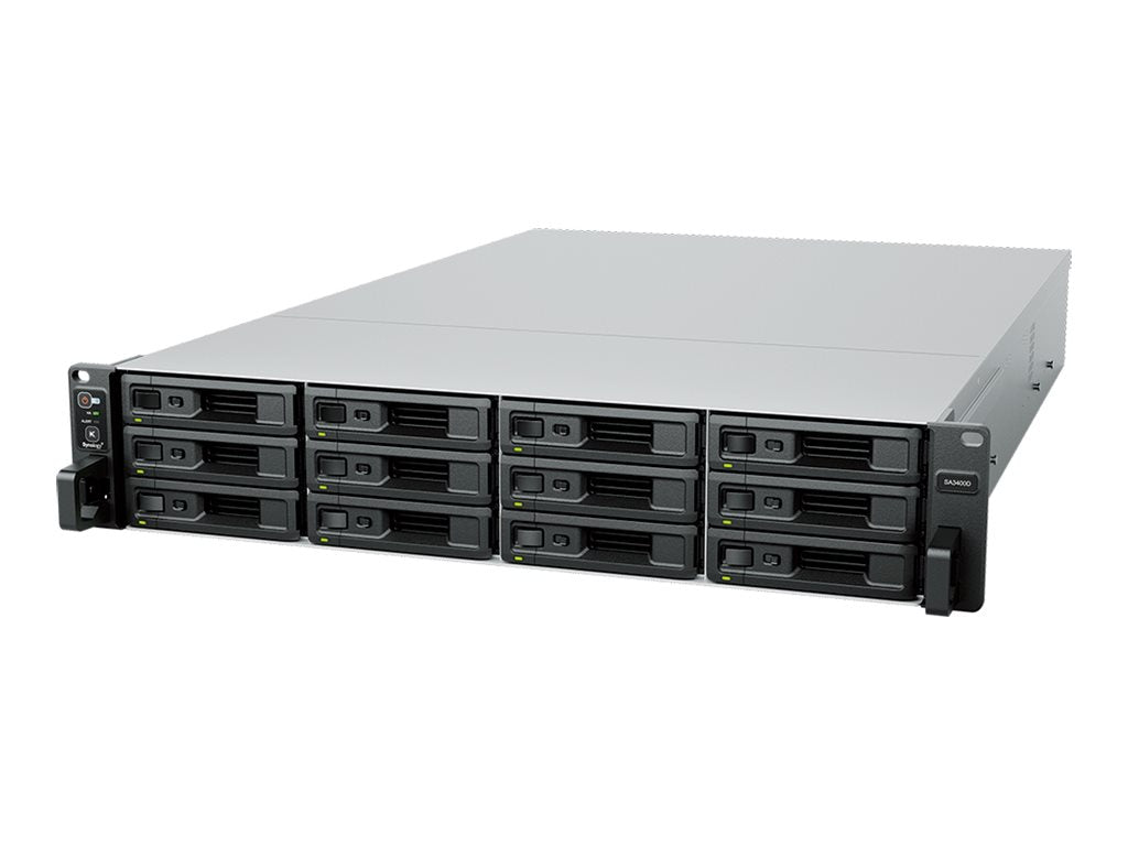 Synology SA3400D - NAS server - 12 bays - rack-mountable - SAS - RAID RAID 0, 1, 5, 6, 10, JBOD, RAID F1, 5 hot spare, 6 hot