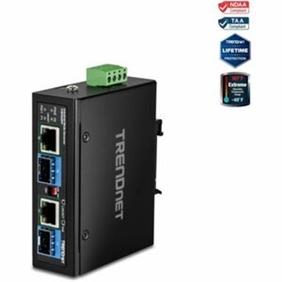 TRENDnet TI-BF22SFP 2-Port Industrial SFP to Gigabit PoE++ Media Converter