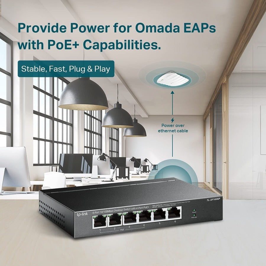TL-SF1006P | 6-Port 10/100Mbps Desktop Switch with 4-Port PoE+