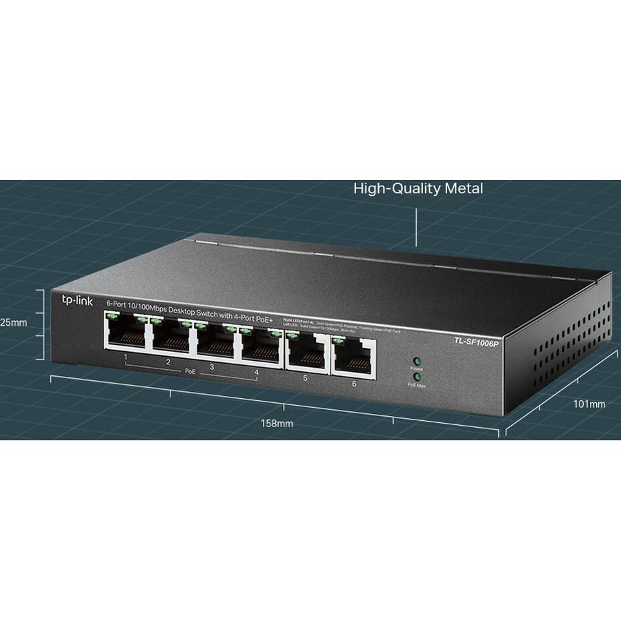 TL-SF1006P | 6-Port 10/100Mbps Desktop Switch with 4-Port PoE+