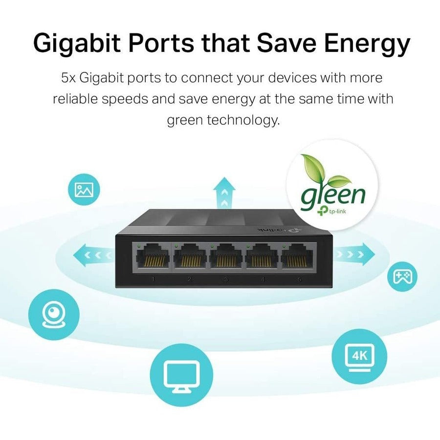 TP-Link 5-Port Gigabit Desktop Switch LS1005G - Unmanaged Green Ethernet | Tecisoft
